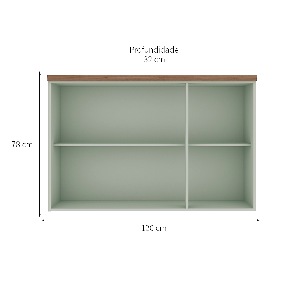 Armário Aéreo Iluminata 3 Portas Mint 120 cm