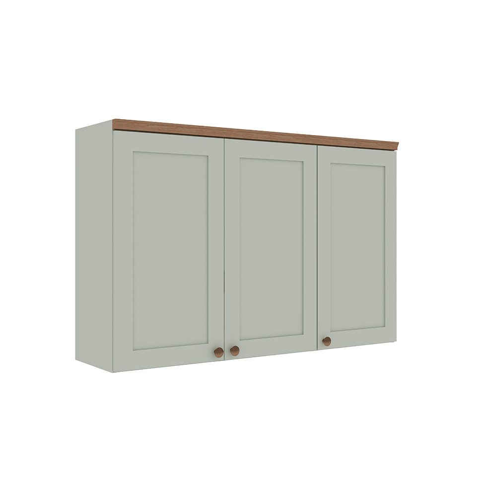 Armário Aéreo Iluminata 3 Portas Verde Mint 120 cm