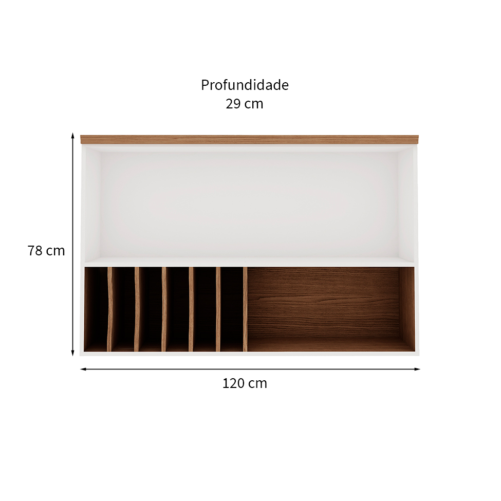 Armário Aéreo Iluminata com Vidro 1 Porta Branco 120 cm