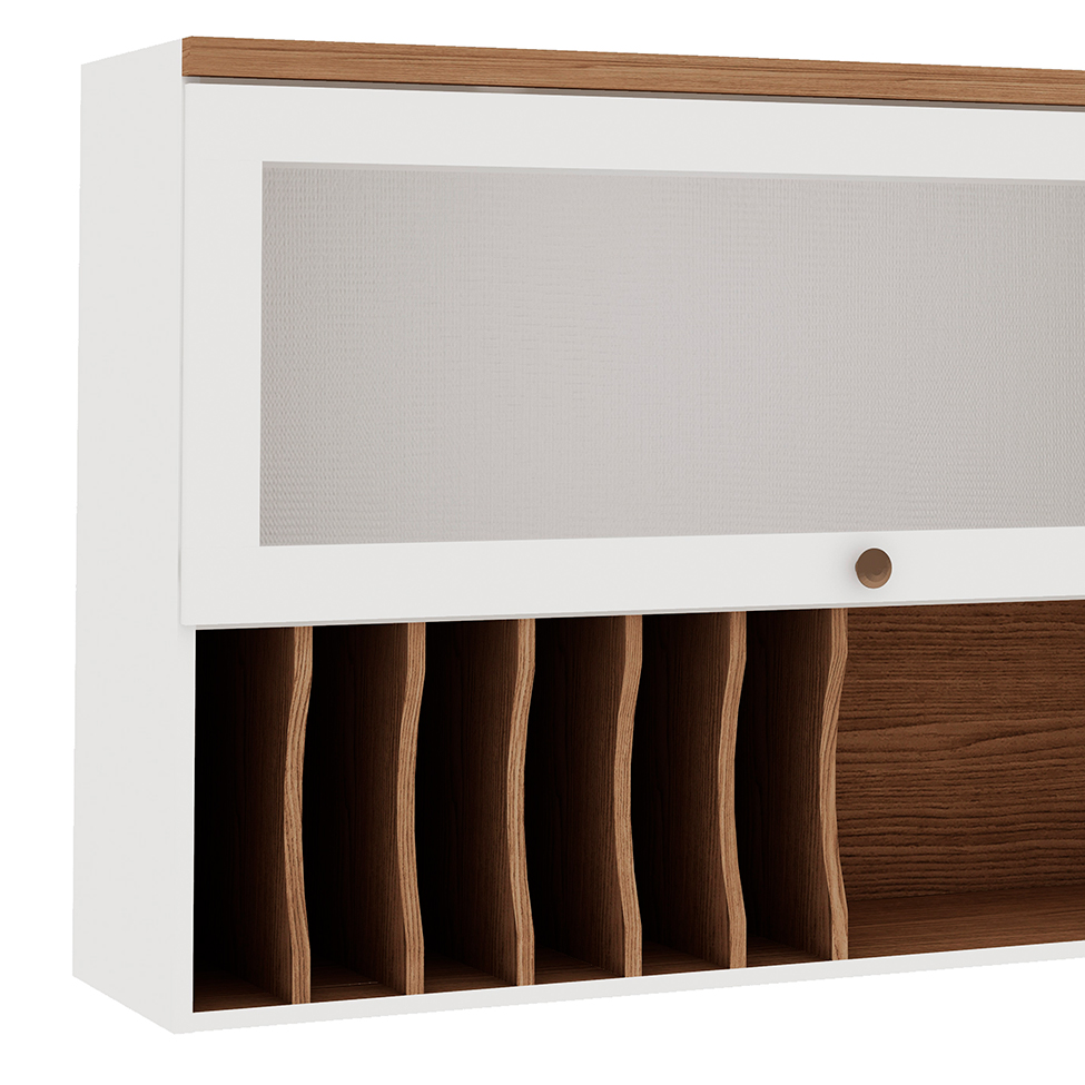 Armário Aéreo Iluminata com Vidro 1 Porta Branco 120 cm