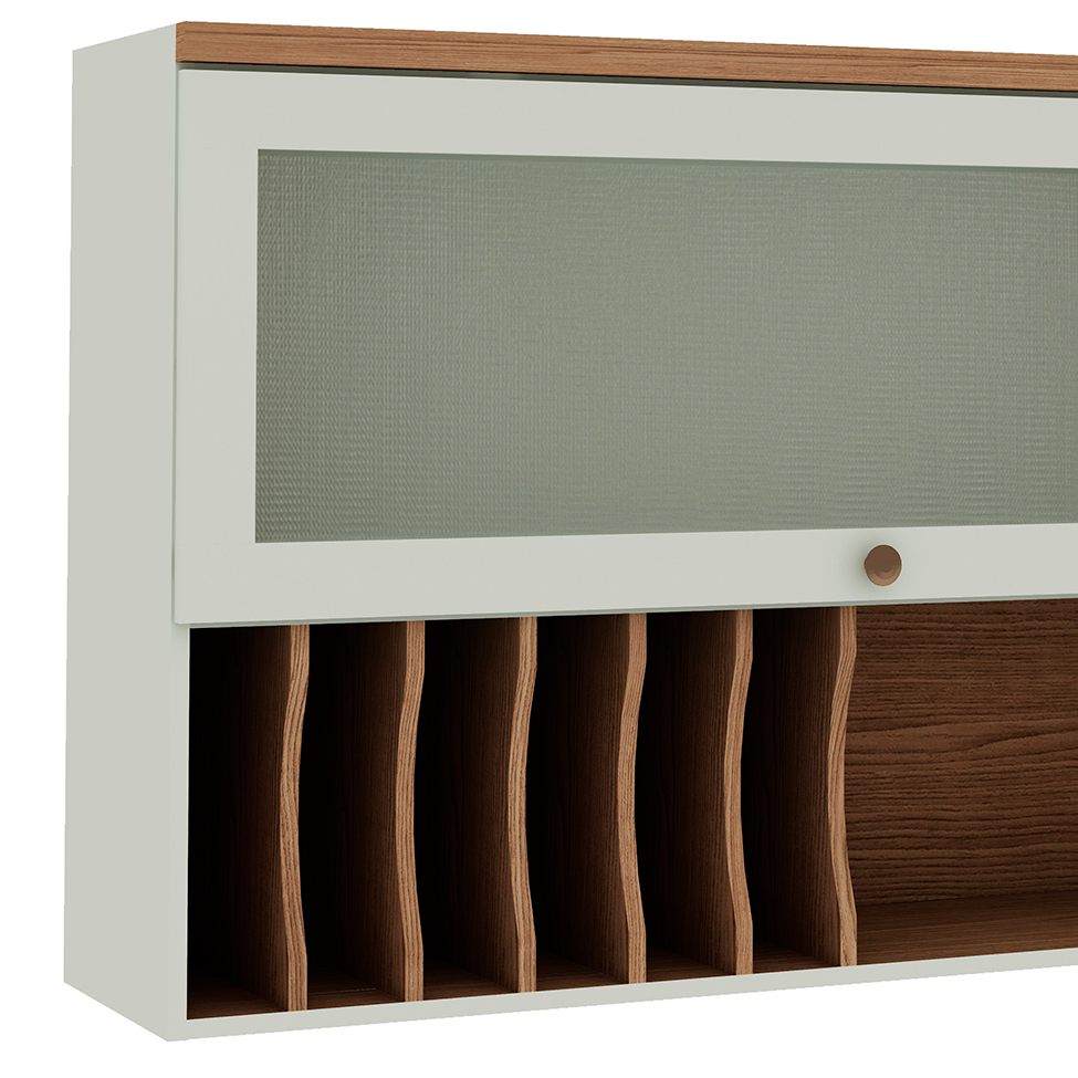 Armário Aéreo Iluminata com Vidro 1 Porta Verde Mint 120 cm