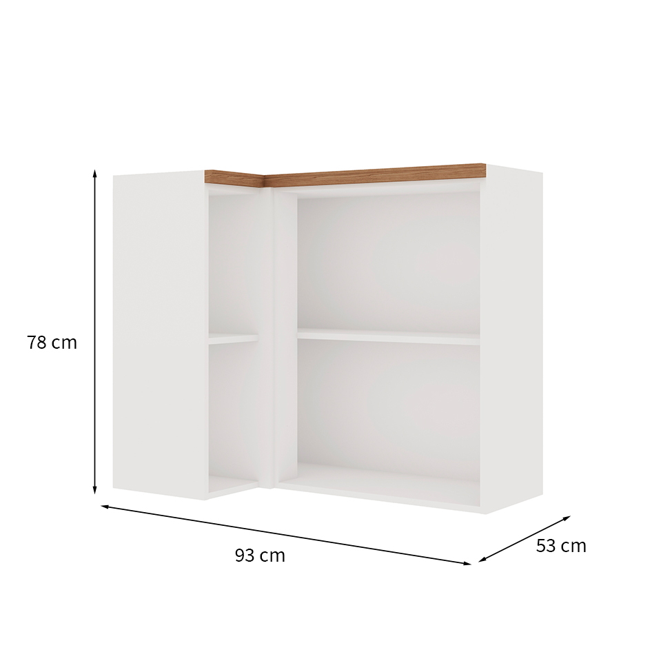 Armário Aéreo de Canto Iluminata 1 Porta Branco