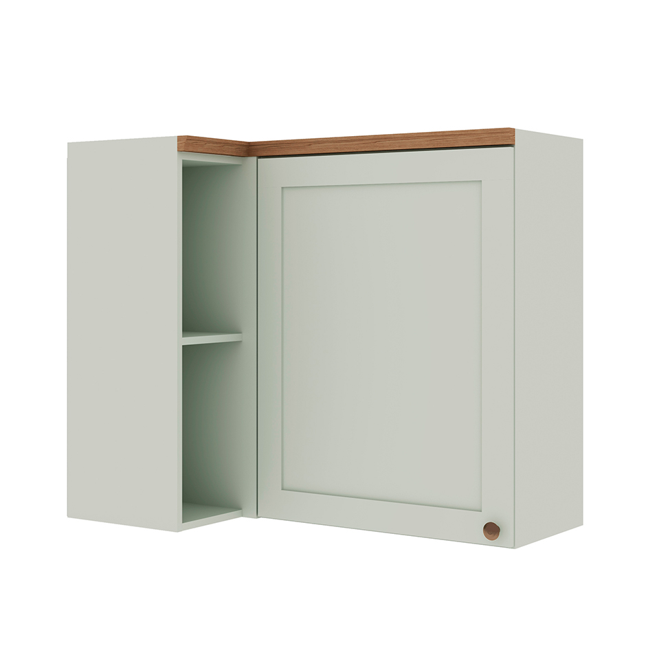 Armário Aéreo de Canto Iluminata 1 Porta Verde Mint