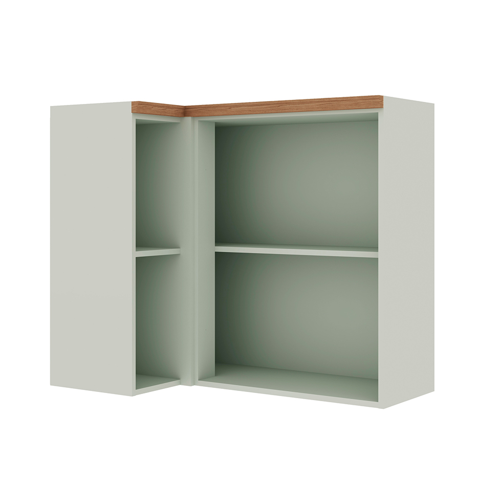 Armário Aéreo de Canto Iluminata 1 Porta Verde Mint