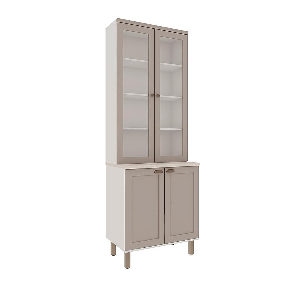 Armário Cristaleira Genialflex Iluminata 80cm Branco Fendi