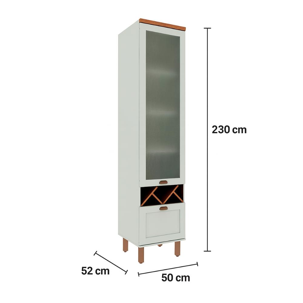 Armário Cristaleira Genialflex Iluminata Adega 50cm Hortelã
