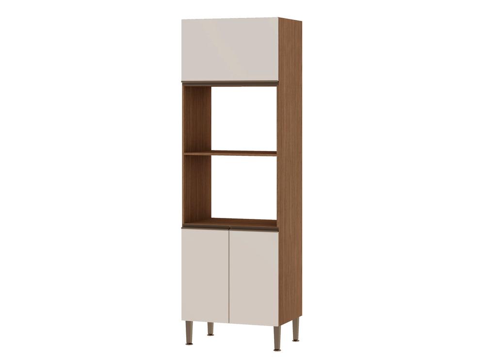 Armário De Cozinha Genialflex Conecta 2 Fornos Ébano Branco