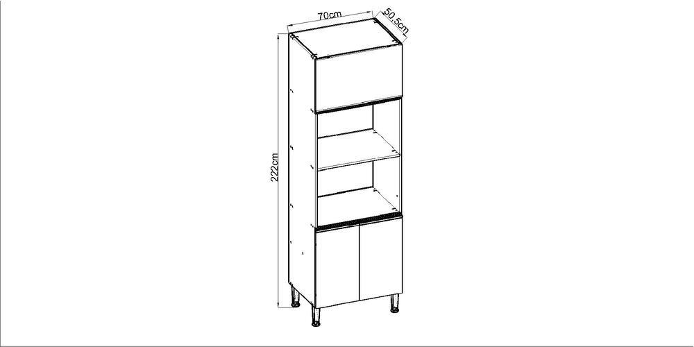 Armário De Cozinha Genialflex Conecta 2 Fornos Ébano Branco