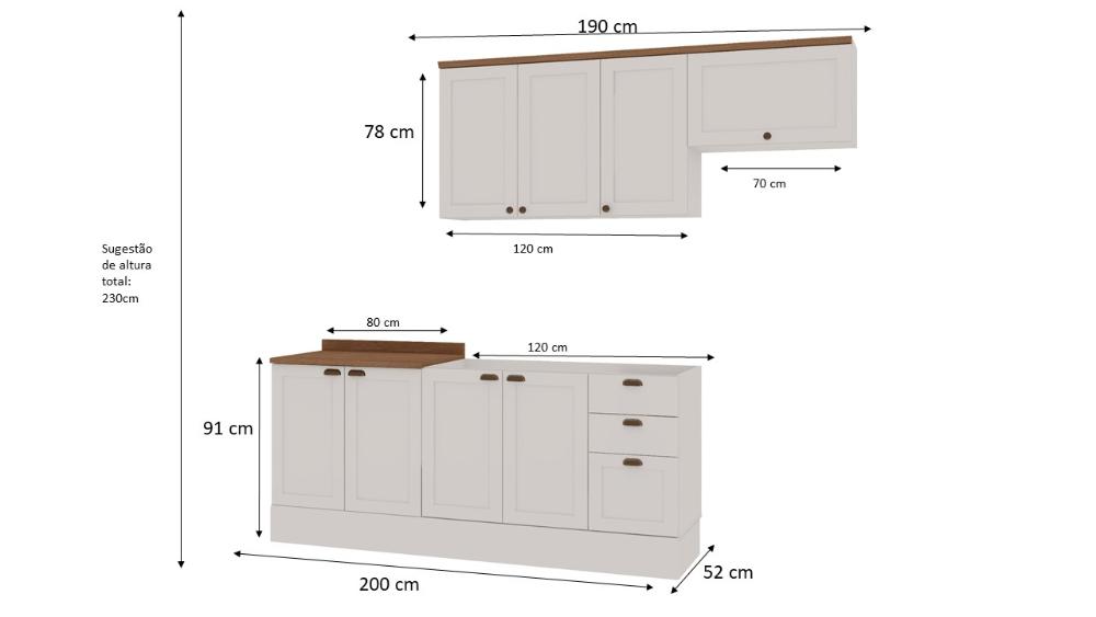 Armário De Cozinha Genialflex Iluminata 4 Módulos Branco