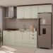 Armário De Cozinha Genialflex Iluminata 4 Pç Sem Pia Hortelã
