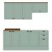 Armário De Cozinha Genialflex Iluminata 4 Peças Verde Mint