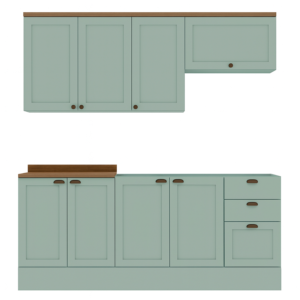 Armário De Cozinha Genialflex Iluminata 4 Peças Verde Mint