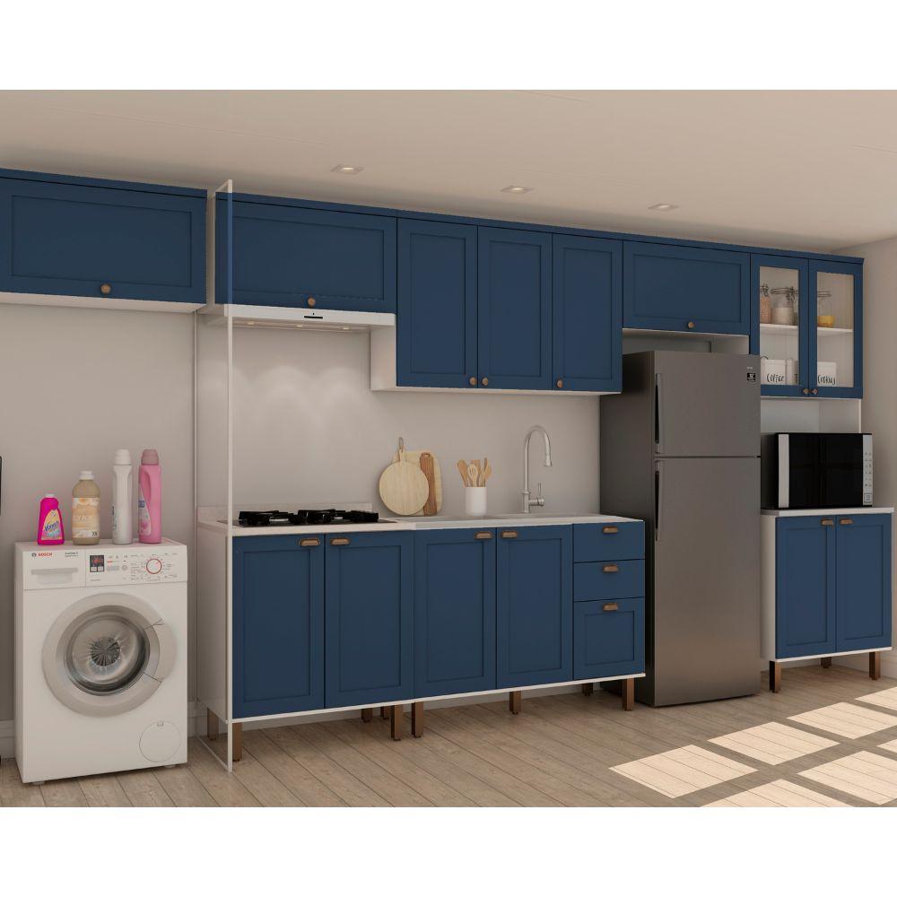 Armário De Cozinha Genialflex Iluminata 7 Peças Branco Azul