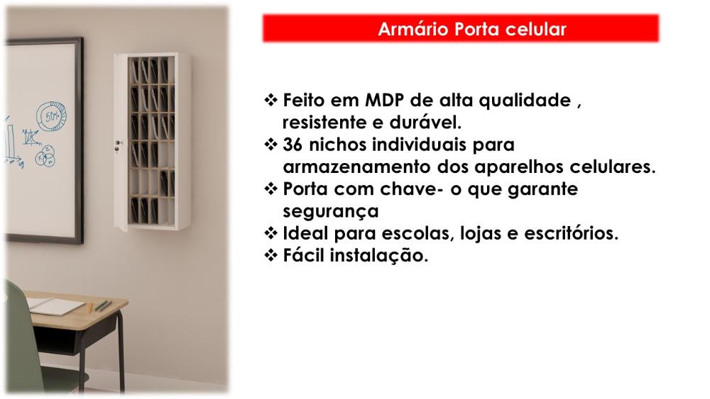 Armário Escolar Genialflex Porta Celular com Chave Branco Bp
