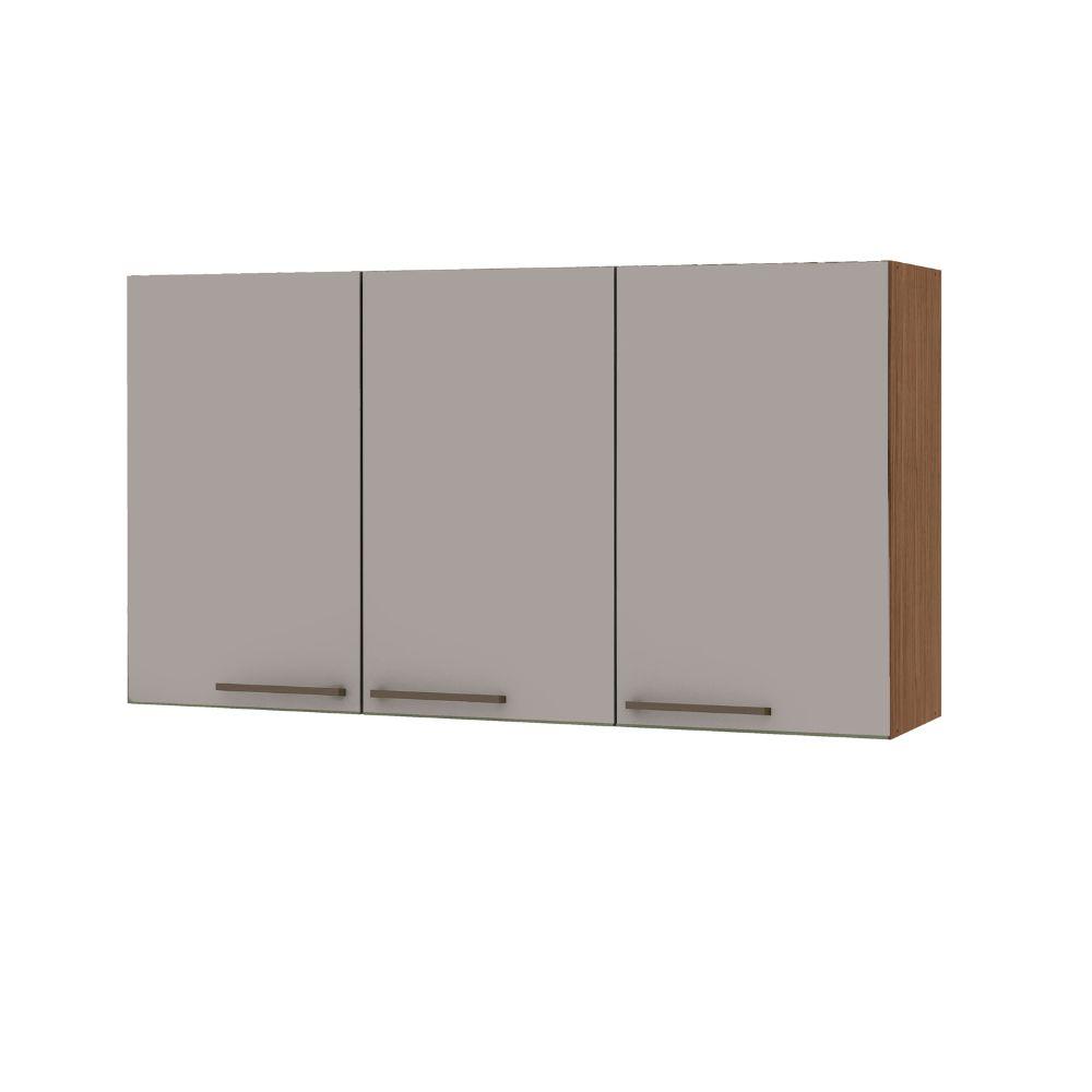 Armário aéreo 120cm  3 Portas Ebano / Fendi