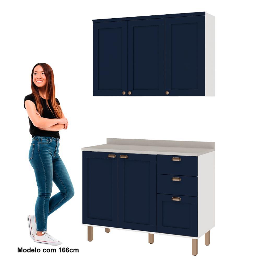 Armário de Cozinha Genialflex 2 Peças Com Tampo Branco Azul