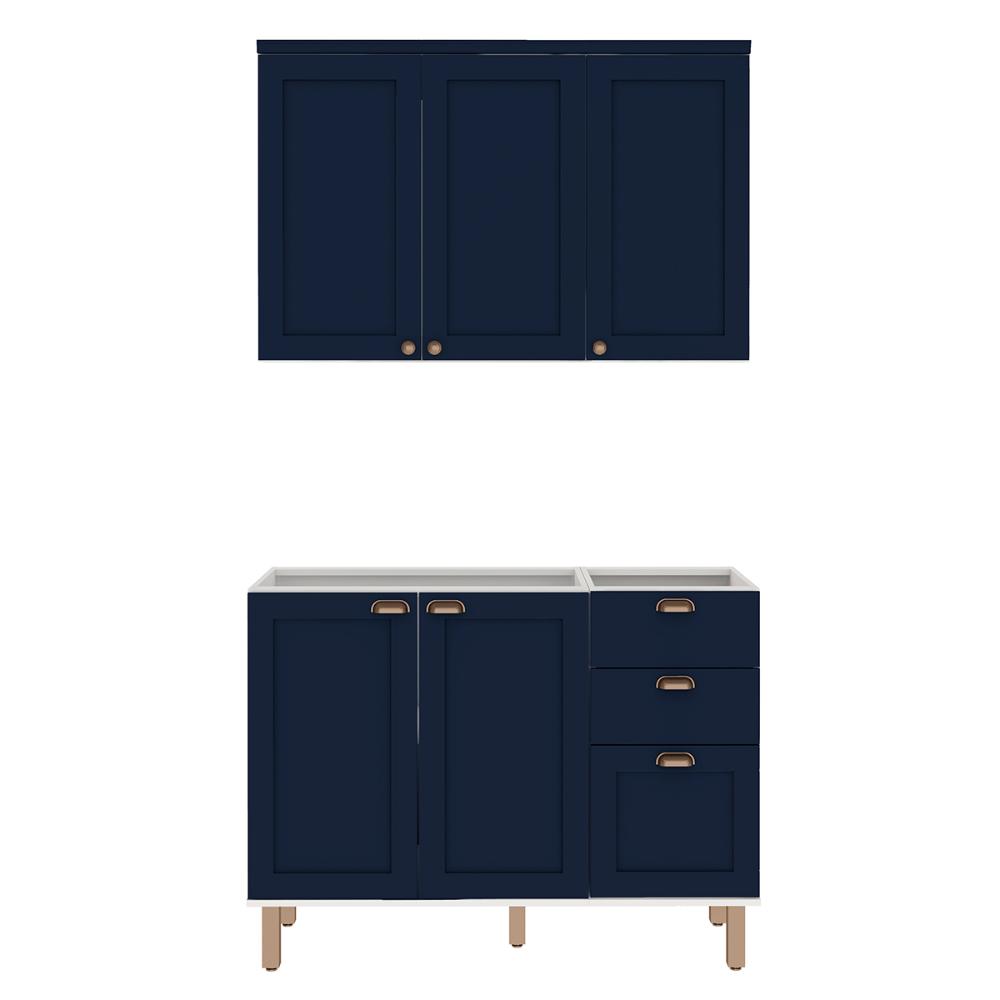 Armário de Cozinha Genialflex 2 Peças Sem Tampo Branco Azul