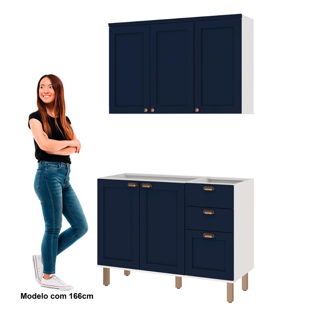 Armário de Cozinha Genialflex 2 Peças Sem Tampo Branco Azul