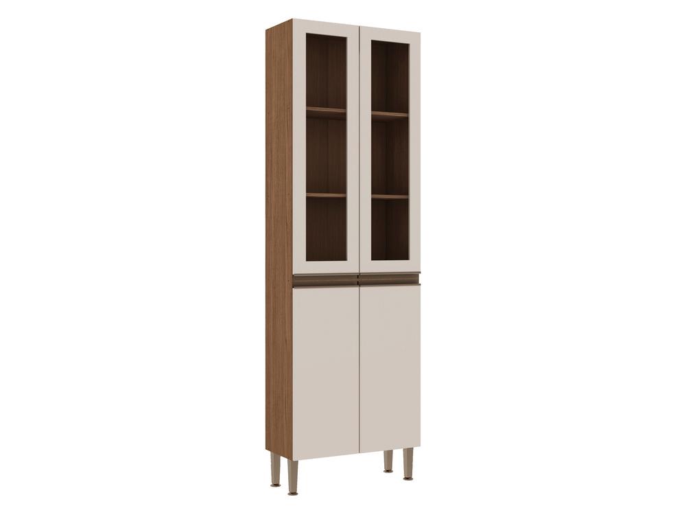 Armário de Cozinha Genialflex Conecta 2pt Vidro Ébano Branco