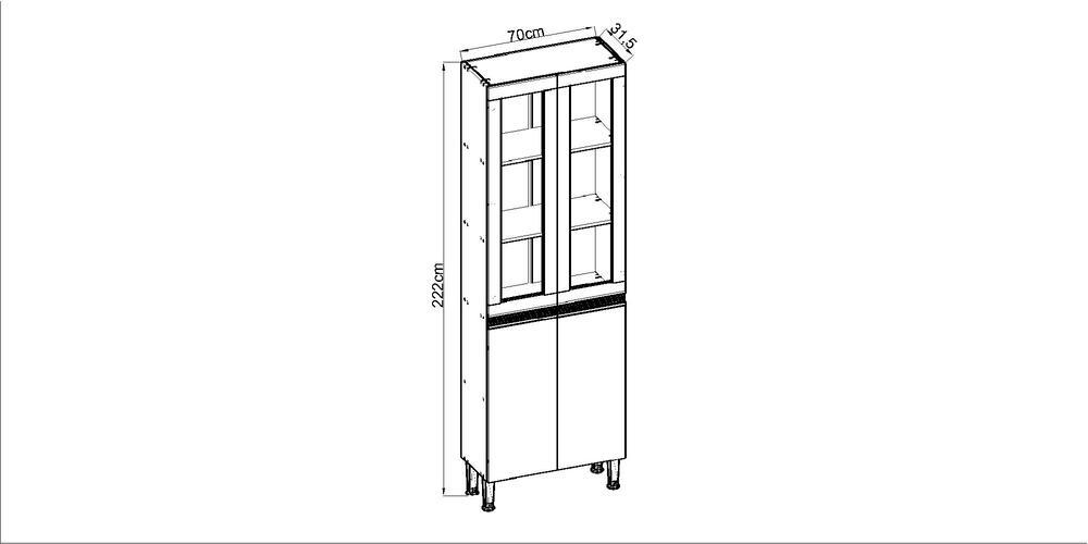 Armário de Cozinha Genialflex Conecta 2pt Vidro Ébano Branco