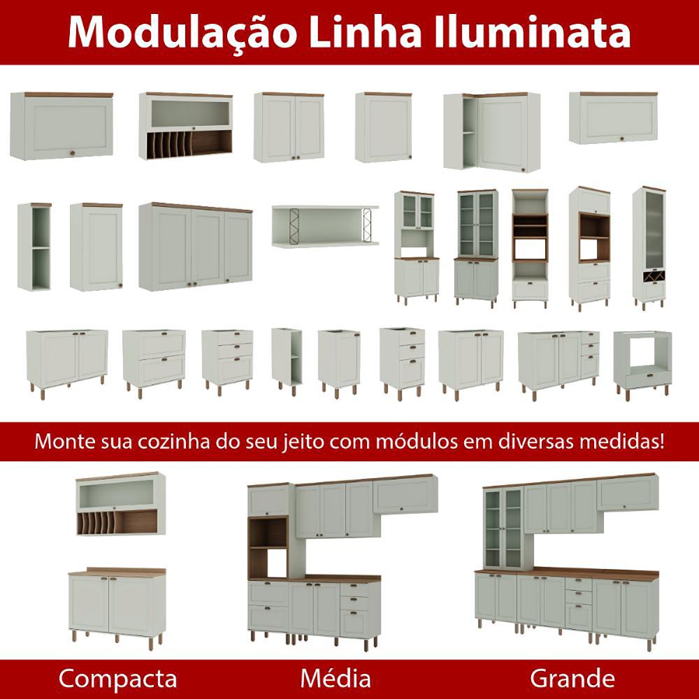 Armário de Cozinha Genialflex Iluminata Aéreo 70 Cm Hortelã