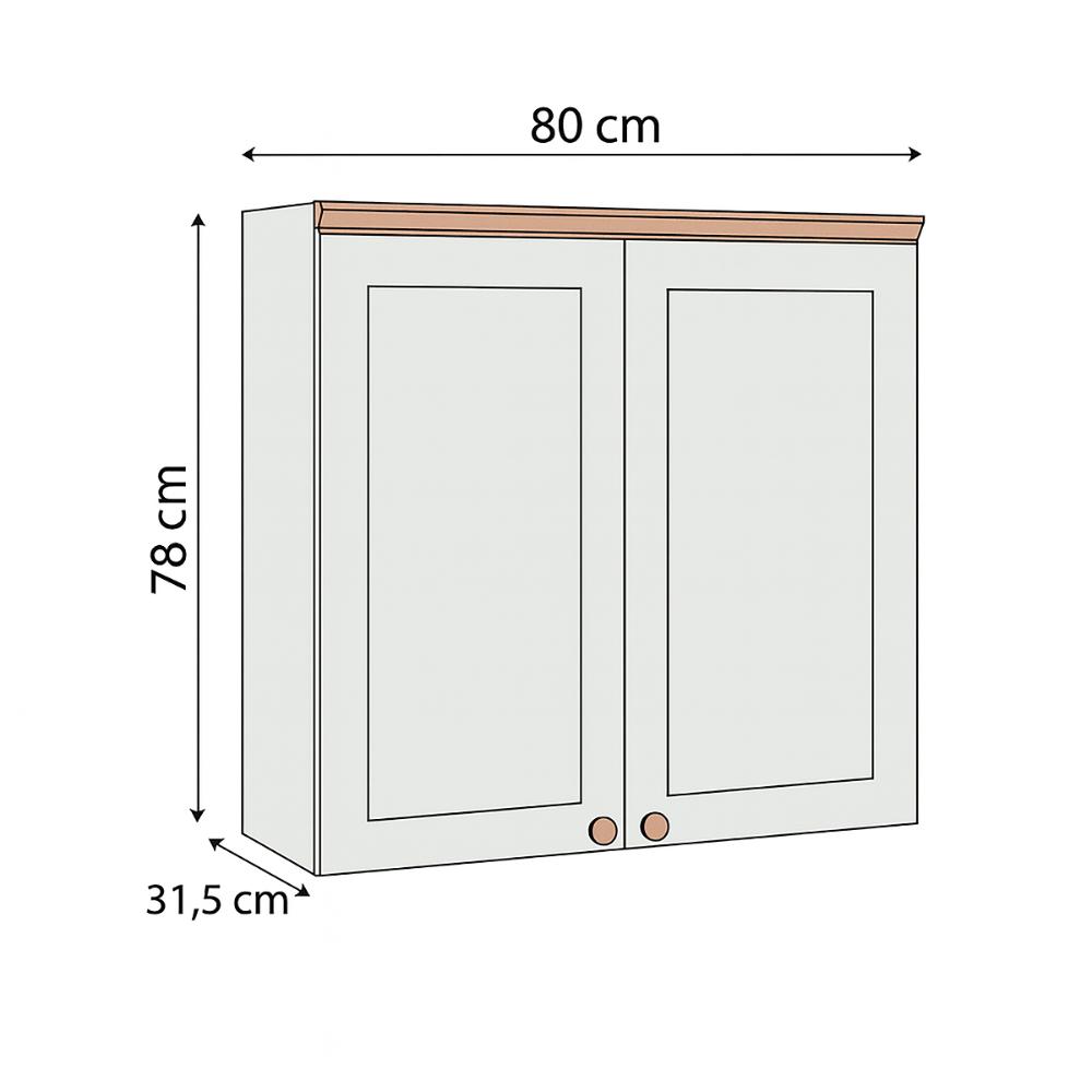 Armário de Cozinha Genialflex Iluminata Aéreo 80cm Hortelã