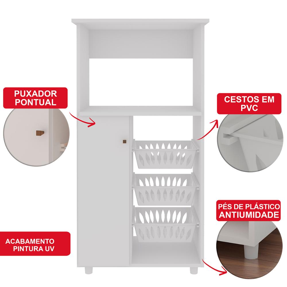 Balcão Cozinha Fruteira Genialflex Josy para 2 Fornos Branco