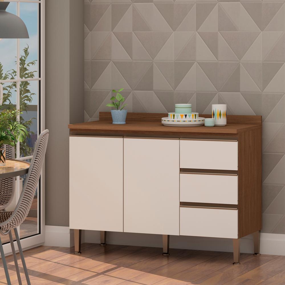 Balcão De Cozinha Genialflex Conecta Sem Tampo Ébano Branco
