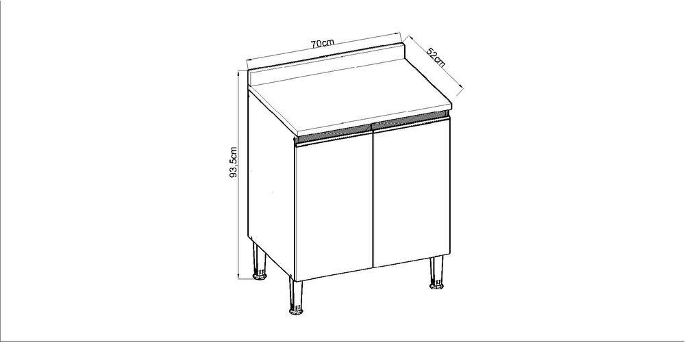 Balcão De Cozinha Genialflex Essência 2 Portas Ébano Branco