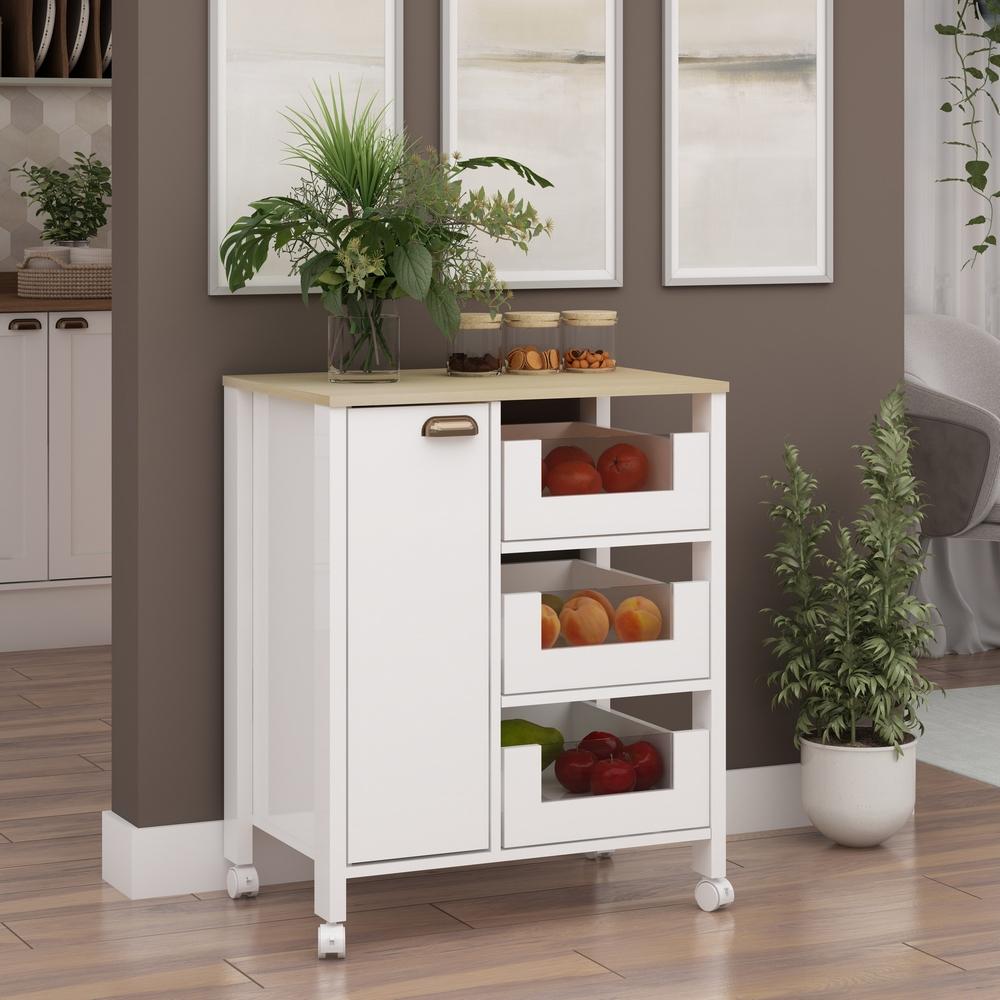 Balcão Multiuso 1 Porta 3 Gavetas Branco Fosco Savana Genialflex