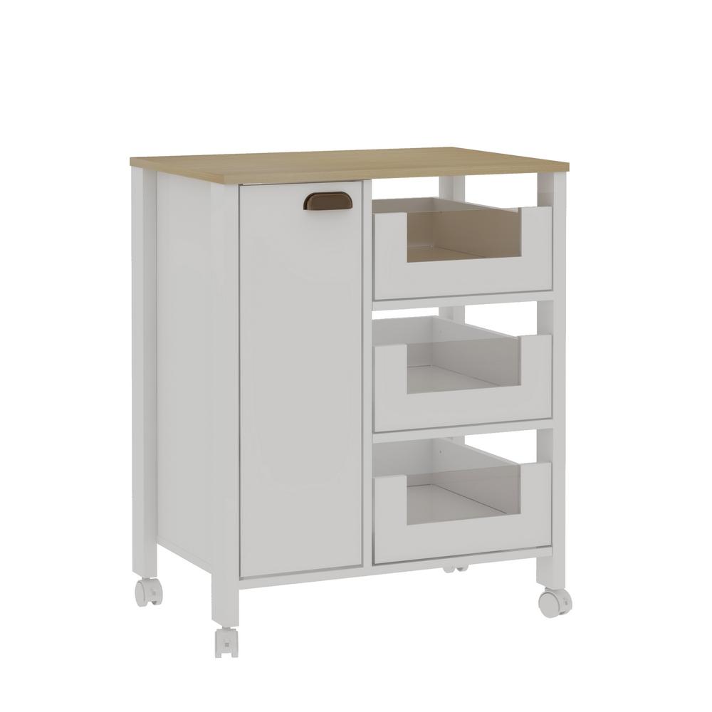 Balcão Multiuso 1 Porta 3 Gavetas Branco Fosco Savana Genialflex