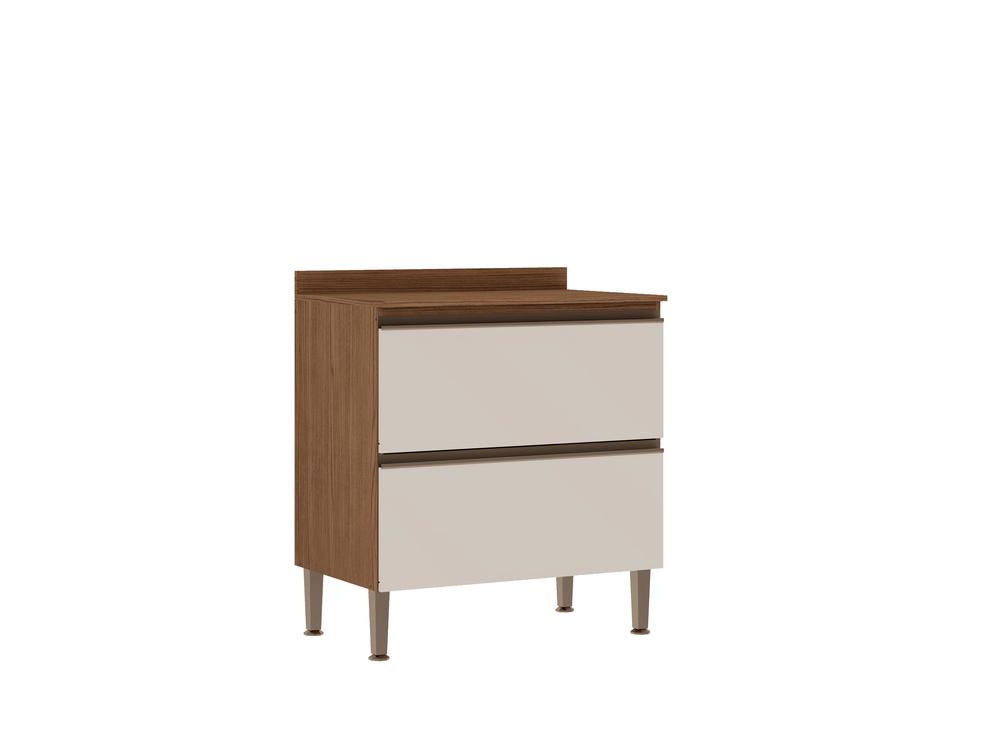 Balcão de Cozinha Genialflex Conecta 2 Gavetões Ébano Branco