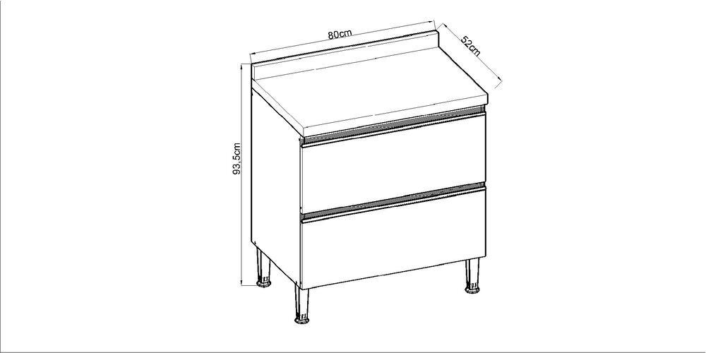 Balcão de Cozinha Genialflex Conecta 2 Gavetões Ébano Branco