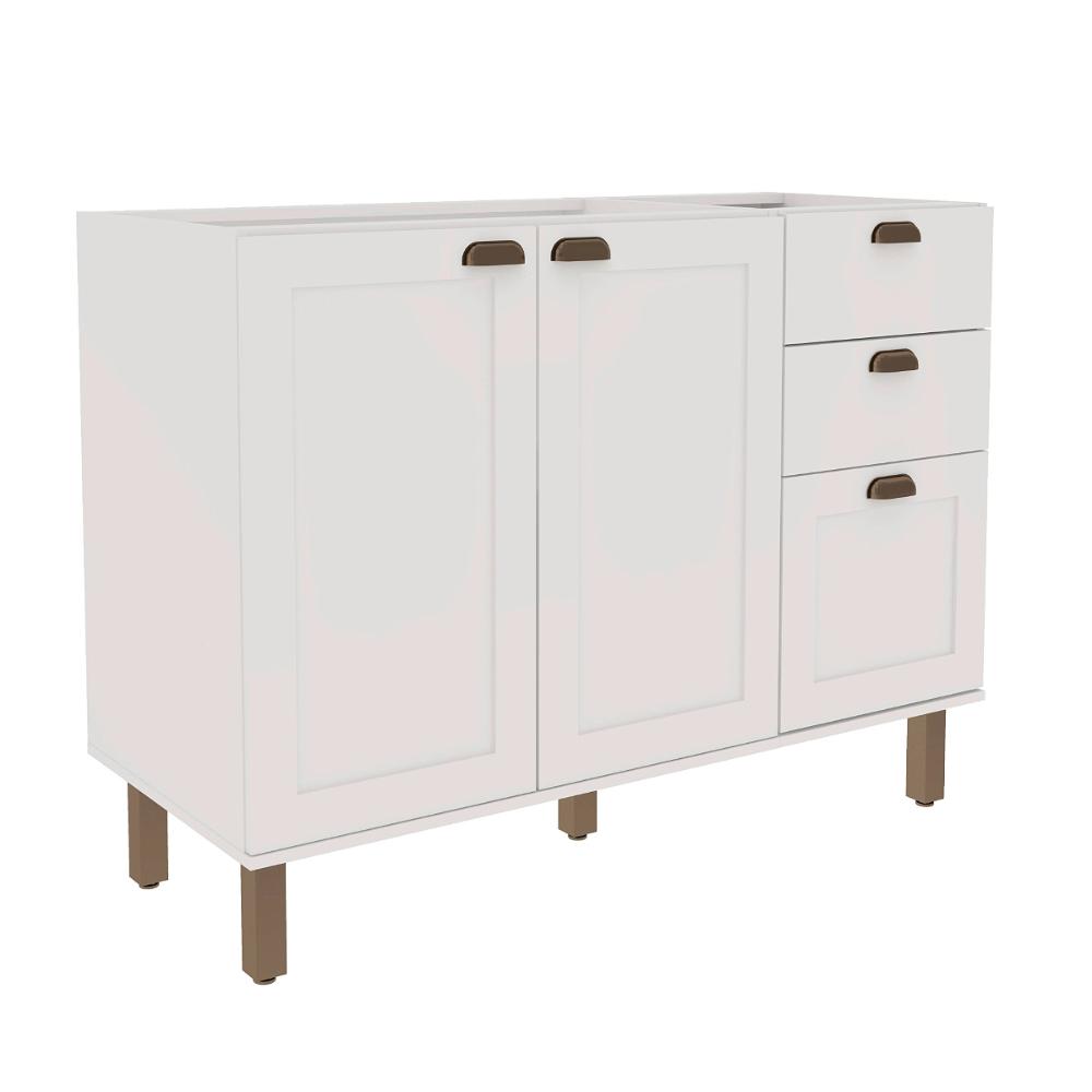 Balcão de Cozinha Genialflex Iluminata 120cm Sem Tampo Bco