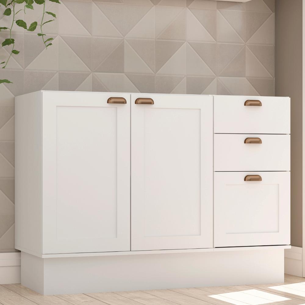 Balcão de Cozinha Genialflex Iluminata 120cm Sem Tampo Bco