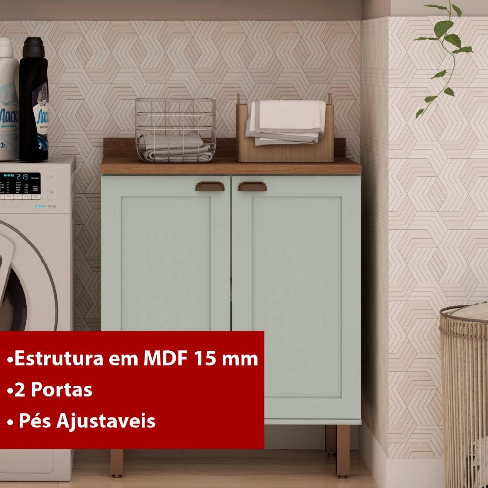 Balcão de Cozinha Genialflex Iluminata 2 Pt S/ Tampo Hortelã