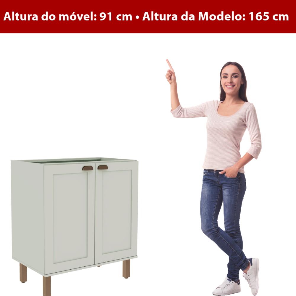 Balcão de Cozinha Genialflex Iluminata 2 Pt S/ Tampo Hortelã