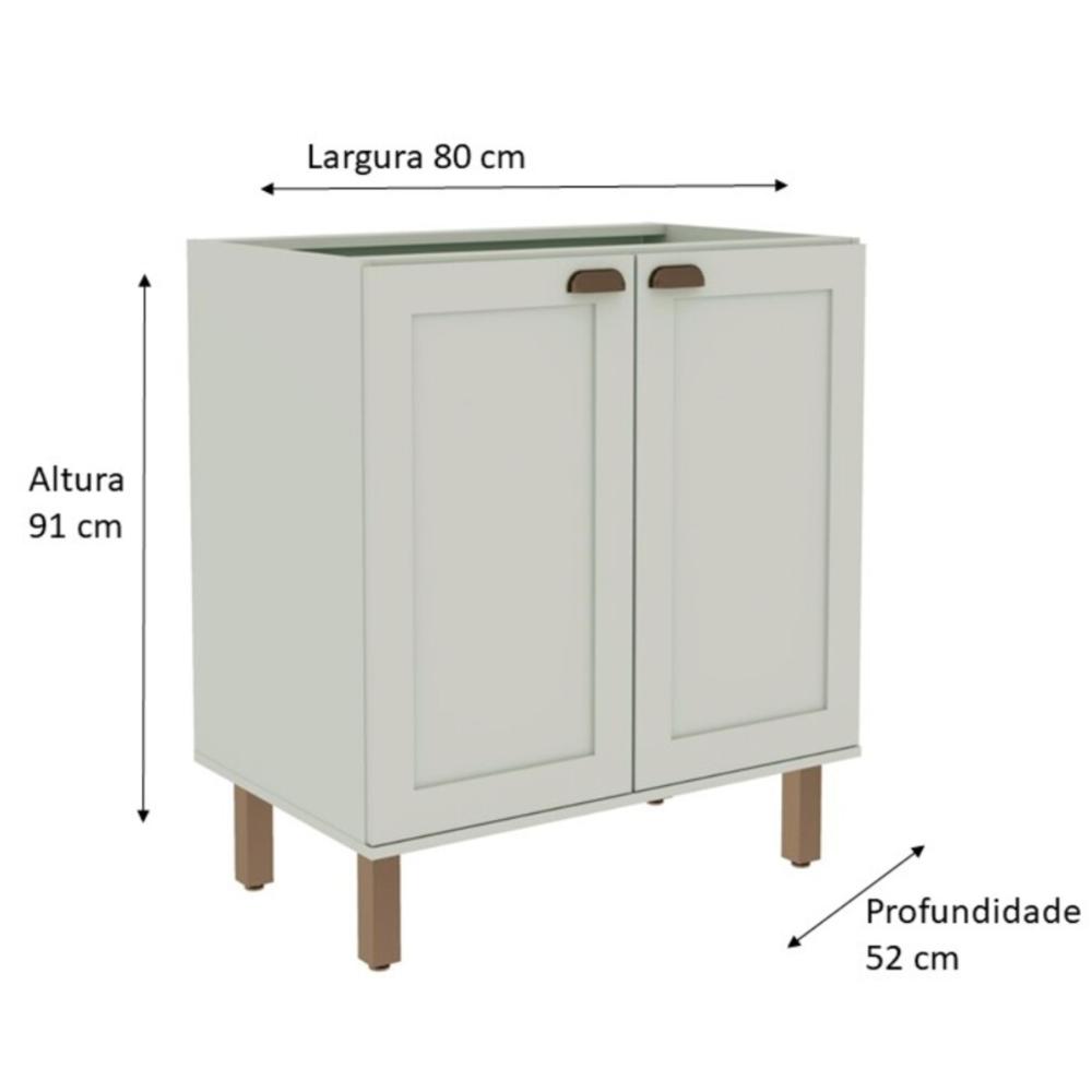 Balcão de Cozinha Genialflex Iluminata 2 Pt S/ Tampo Hortelã