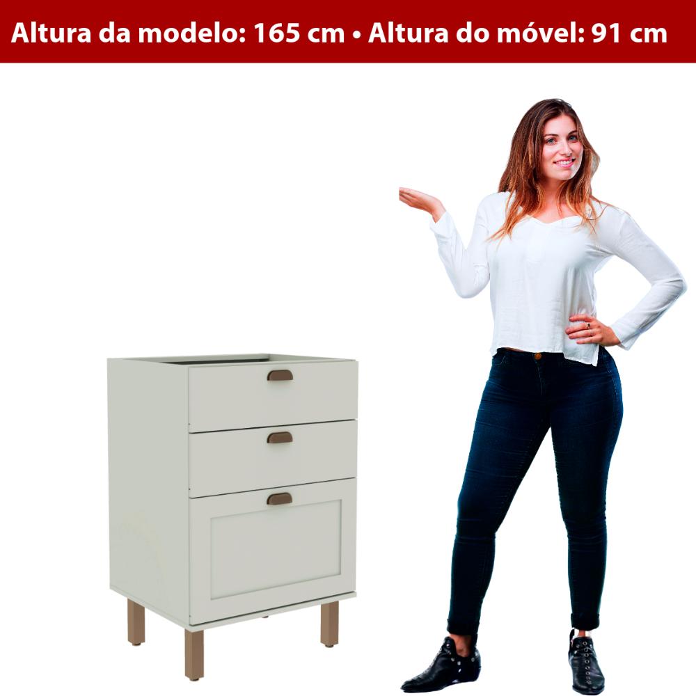 Balcão de Cozinha Genialflex Iluminata 3g Sem Tampo Hortelã