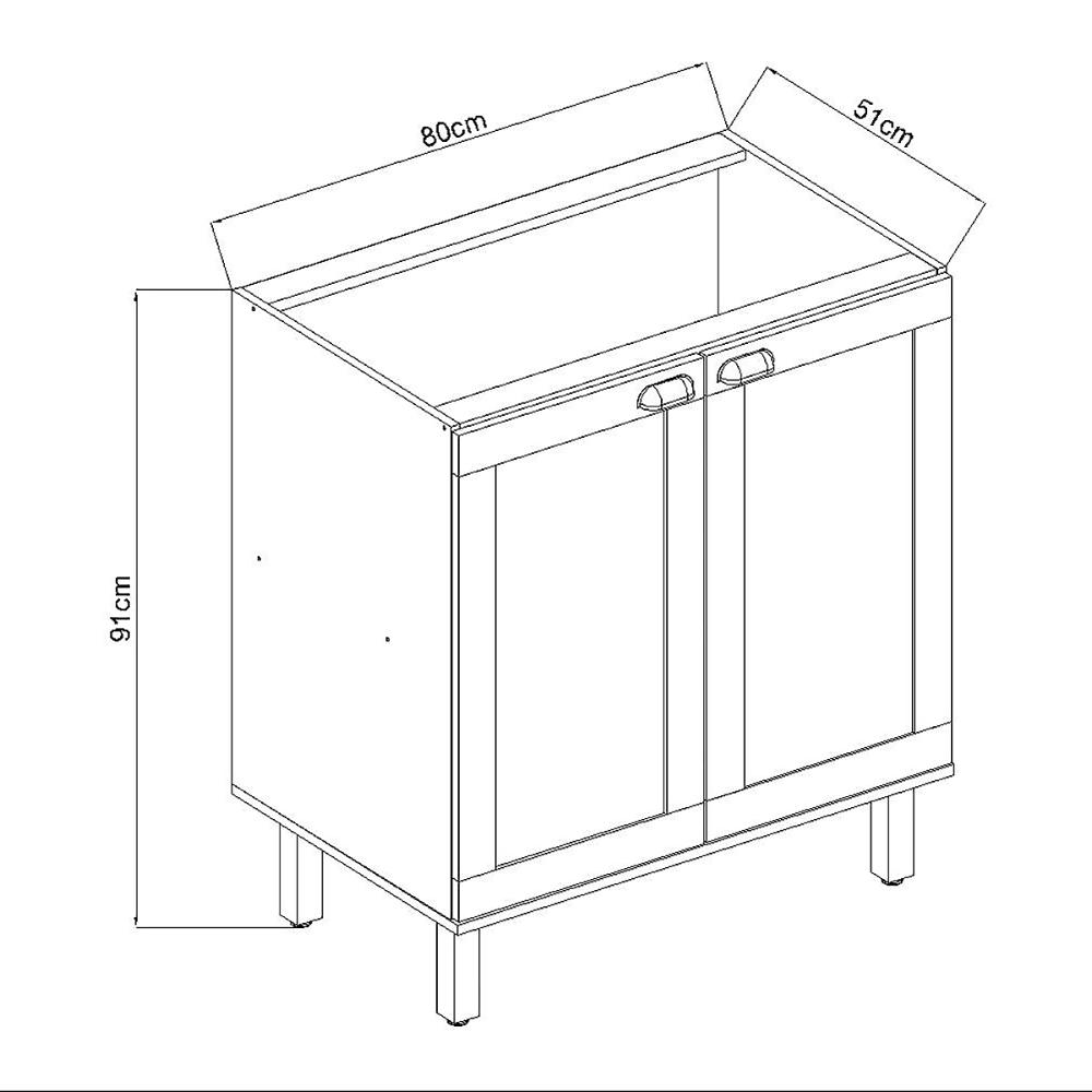 Balcão de Cozinha Genialflex Iluminata 80cm Sem Tampo Br Az