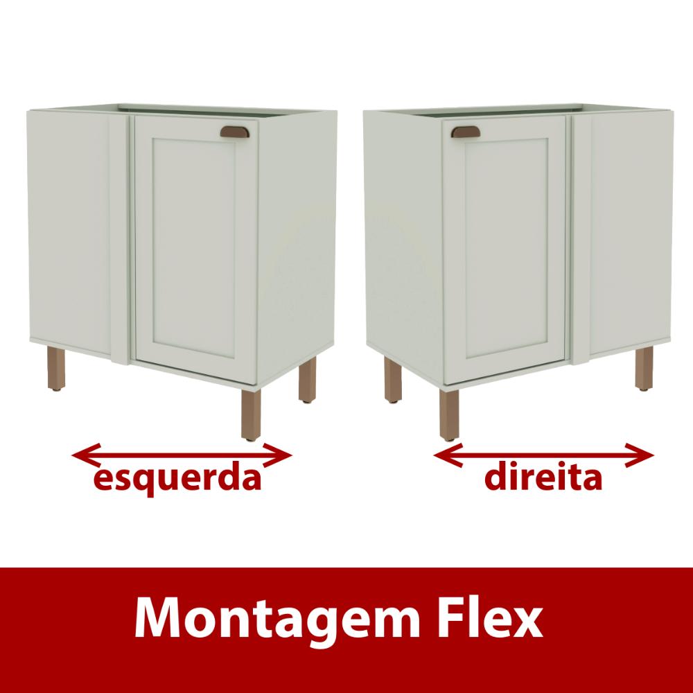 Balcão de Cozinha Genialflex Iluminata Canto Reto Hortelã