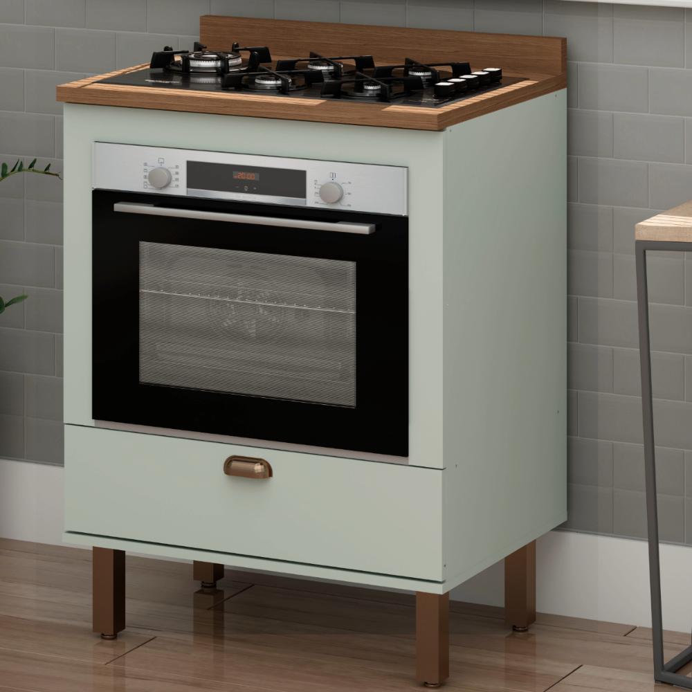 Balcão de Cozinha Genialflex Iluminata Forno Hortelã