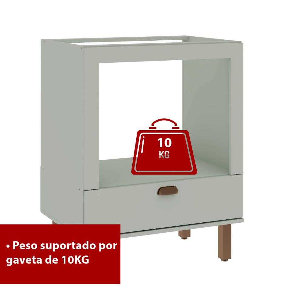 Balcão de Cozinha Genialflex Iluminata Forno Hortelã