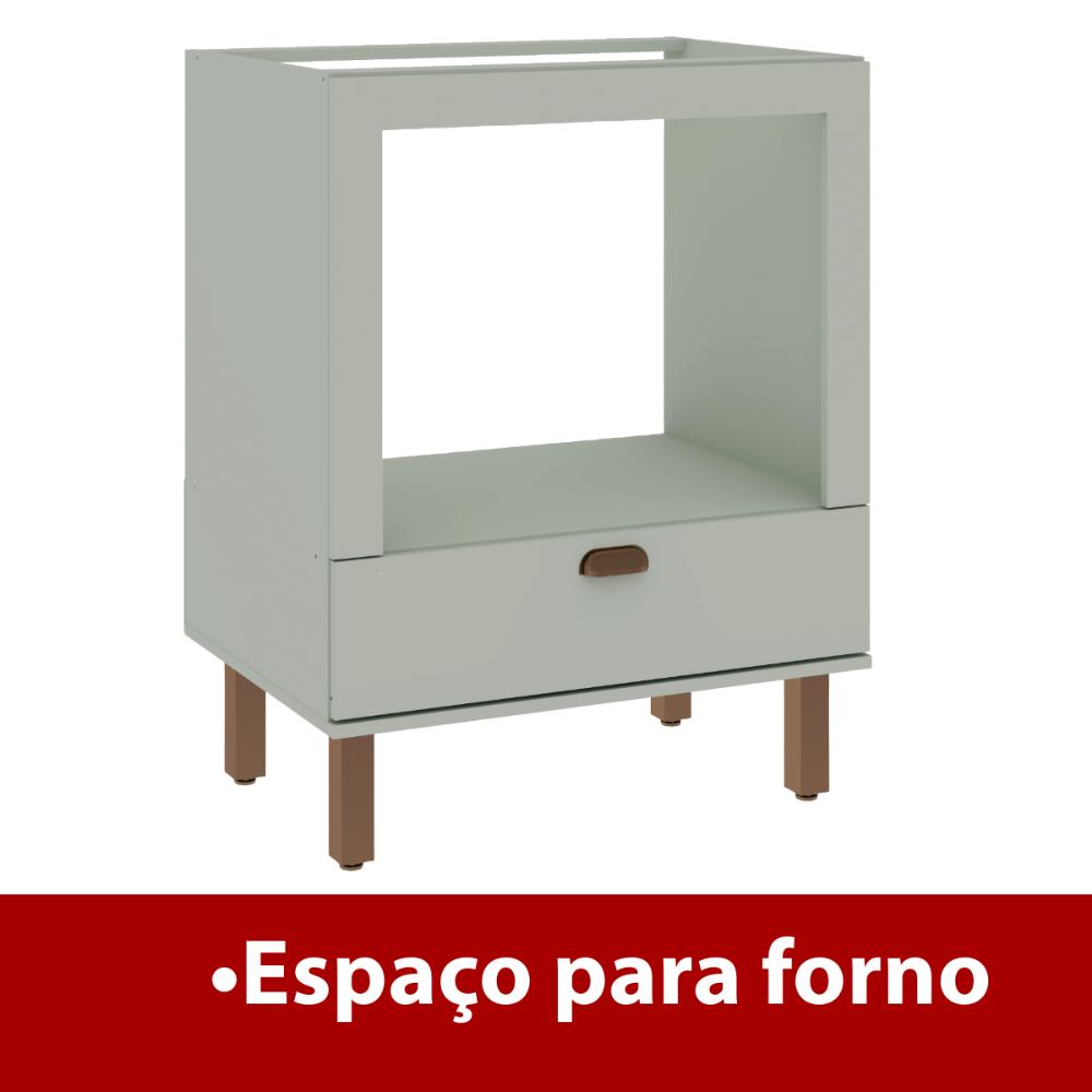 Balcão de Cozinha Genialflex Iluminata Forno Hortelã