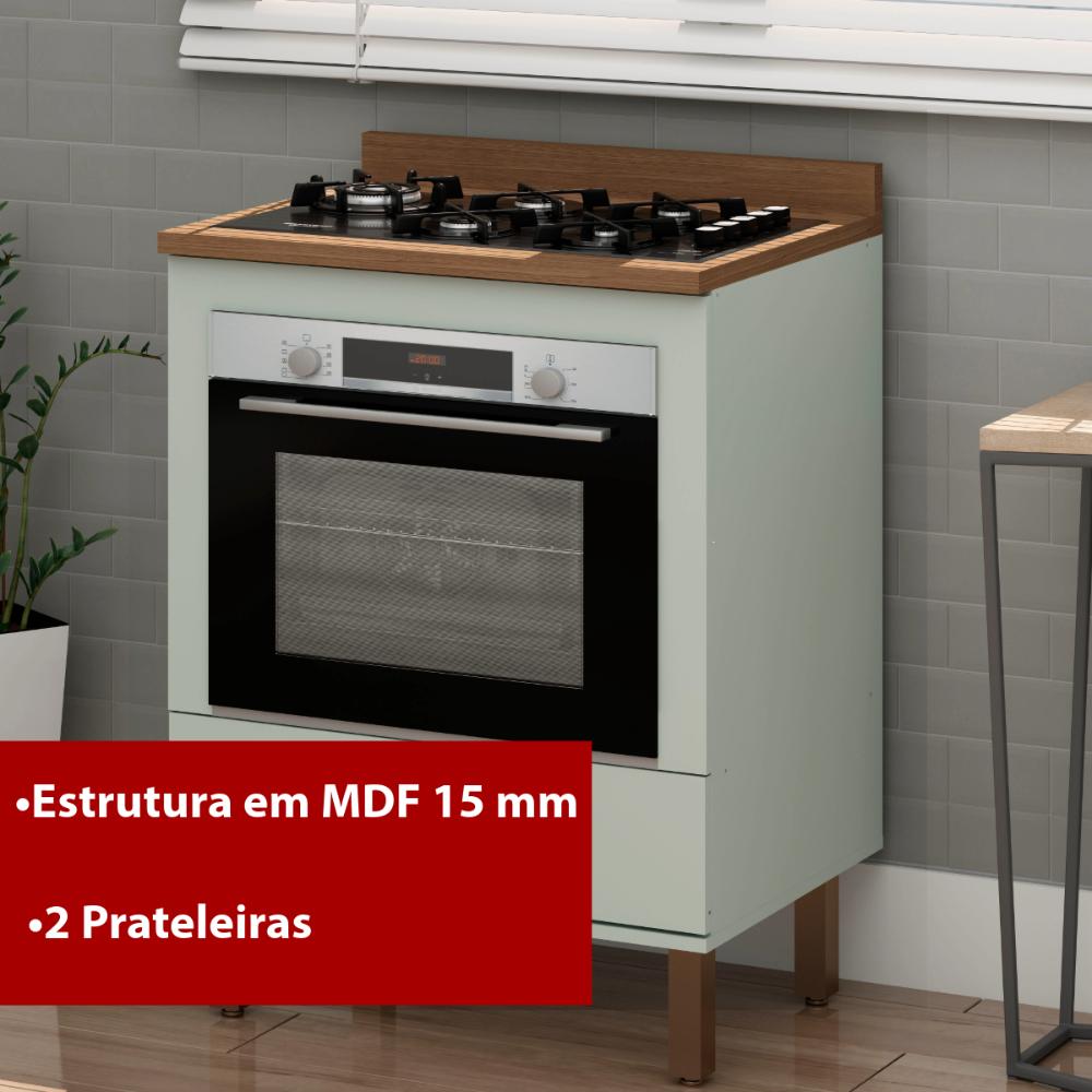 Balcão de Cozinha Genialflex Iluminata Forno Hortelã