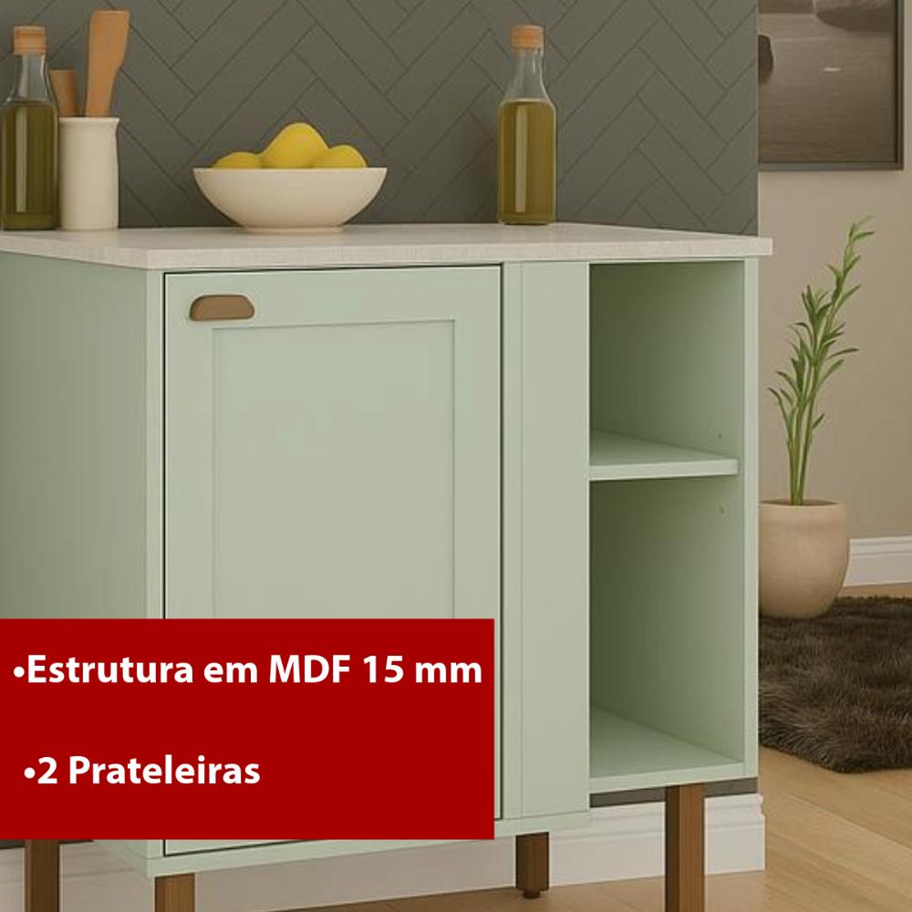 Balcão de Cozinha Genialflex Iluminata Hortelã