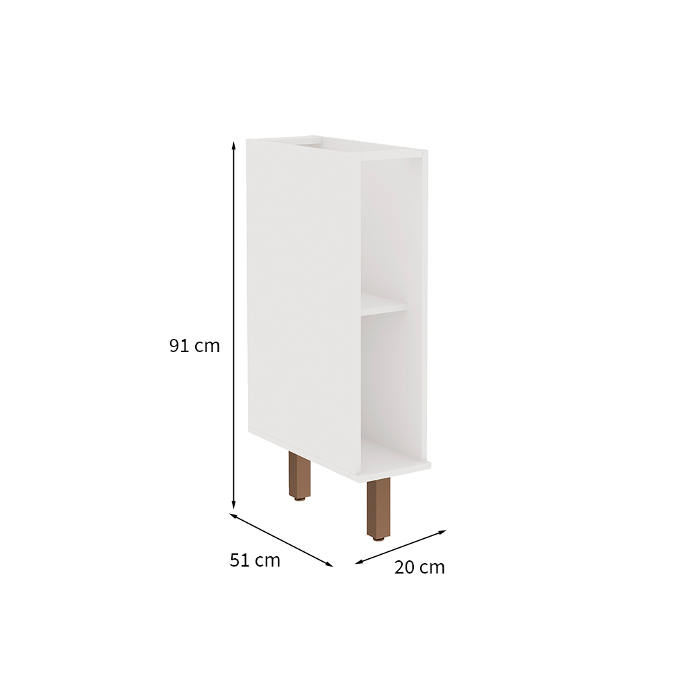 Balcão de Cozinha Iluminada Branco 20 cm
