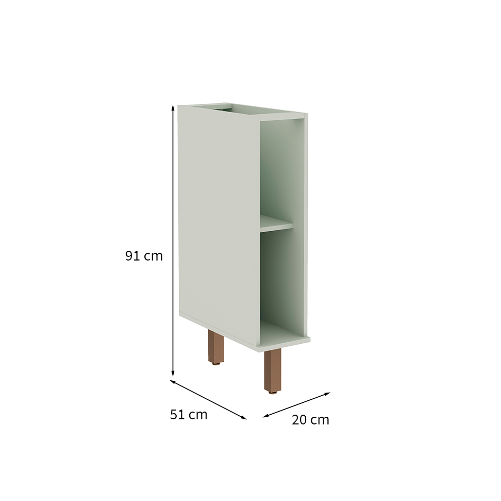 Balcão de Cozinha Iluminada Verde Mint 20 cm