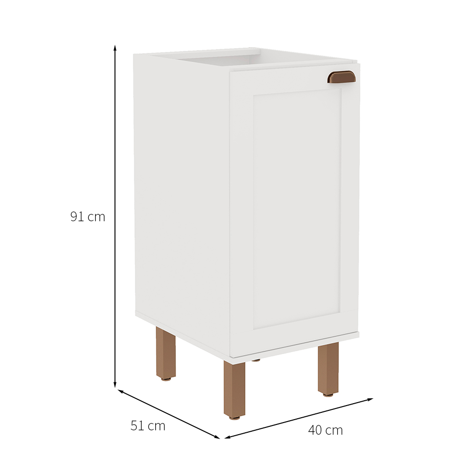Balcão de Cozinha Iluminata 1 Porta Branco 40 cm