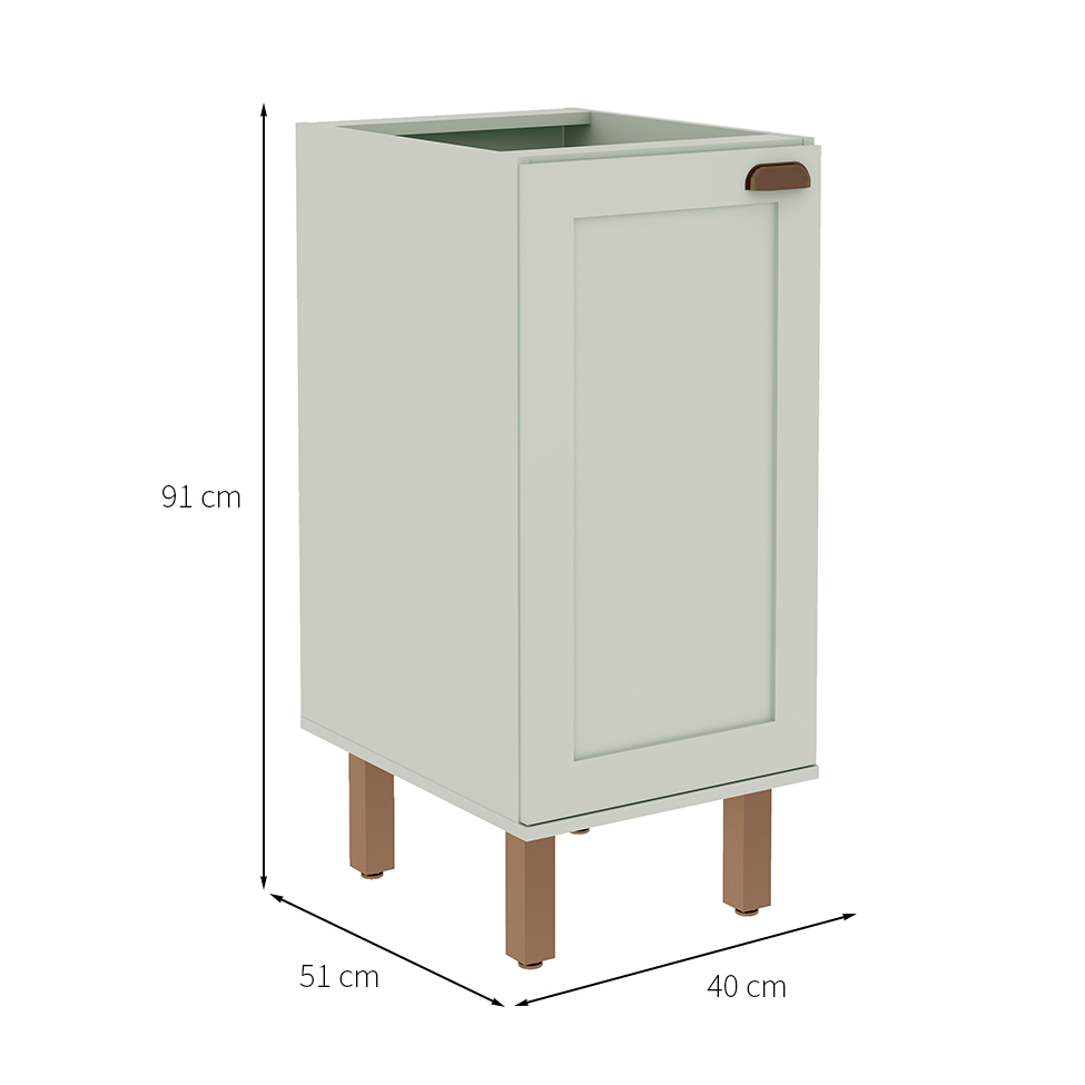 Balcão de Cozinha Iluminata 1 Porta Mint 40 cm